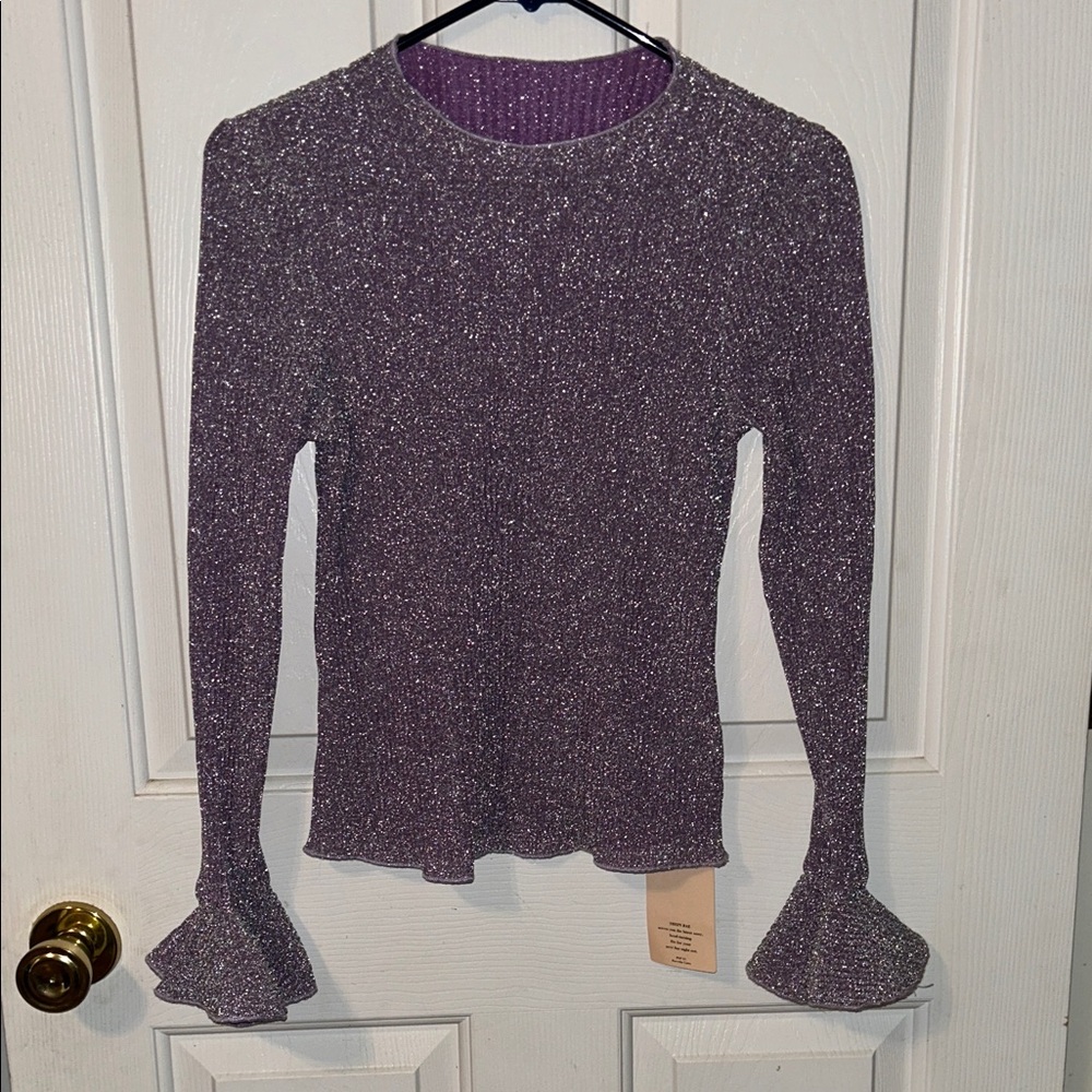 Purple Glitter Long Sleeve Top
